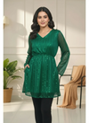 Shimmering Emerald Green Tunic with Flared Sleeves
