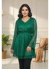 Shimmering Emerald Green Tunic with Flared Sleeves