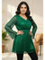 Shimmering Emerald Green Tunic with Flared Sleeves