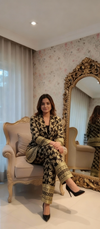 Black & Gold Brocade Blazer Co-ord Set – Festive & Party Wear Ensemble