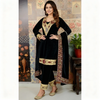 Luxury Black Velvet Kurta Set with Embroidered Dupatta – Festive & Wedding Collection