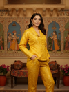 Elegant Yellow Brocade Blazer & Trouser Co-ord Set