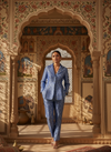 Royal Blue Brocade Blazer & Trouser Co-ord Set