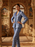 Royal Blue Brocade Blazer & Trouser Co-ord Set