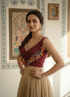 Handcrafted Maroon Blouse with Colorful Tassels & Coin Lace Detailing