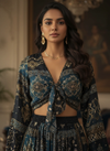 Handcrafted Mirrorwork Tie-Knot Top with Flared Skirt