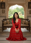 Red Mirrorwork Tie-Knot Top & Flared Skirt Set – “Nakhrewali