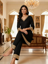 Black Kurta Set with Golden Lace Detailing