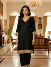 Black Kurta Set with Golden Lace Detailing