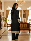 Black Kurta Set with Golden Lace Detailing