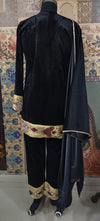 Luxury Black Velvet Kurta Set with Embroidered Dupatta – Festive & Wedding Collection