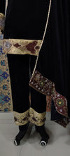 Luxury Black Velvet Kurta Set with Embroidered Dupatta – Festive & Wedding Collection