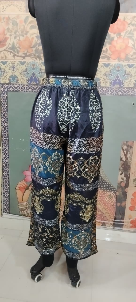Black Dazzle Patchwork Boho Pants for Women – Comfortable, Stylish & Trendy Wide-Leg Fit