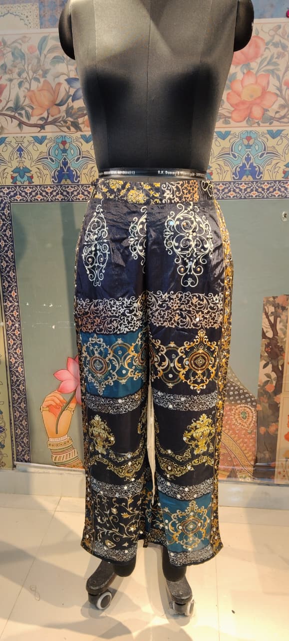 Black Dazzle Patchwork Boho Pants for Women – Comfortable, Stylish & Trendy Wide-Leg Fit