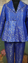 Royal Blue Brocade Blazer & Trouser Co-ord Set