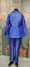 Royal Blue Brocade Blazer & Trouser Co-ord Set