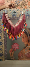 Handcrafted Maroon Blouse with Colorful Tassels & Coin Lace Detailing