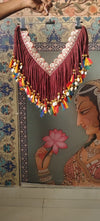 Handcrafted Maroon Blouse with Colorful Tassels & Coin Lace Detailing