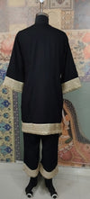 Black Kurta Set with Golden Lace Detailing