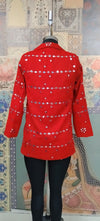 Hand-Embroidered Red Mirrorwork Blazer