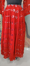 Red Mirrorwork Tie-Knot Top & Flared Skirt Set – “Nakhrewali