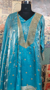 Sky Blue Zari Dot Kurta Palazzo Set with Dupatta