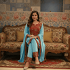 Aqua Blue Velvet Kurta Set with Red Zardozi Embroidery & Dupatta – Festive & Wedding Wear - Rajni Collection