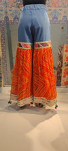 Bandhani Fusion Palazzo Pants with Mirror Work & Pompom Hand Embroidery - Rajni Collection