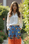 Bandhani Fusion Palazzo Pants with Mirror Work & Pompom Hand Embroidery - Rajni Collection