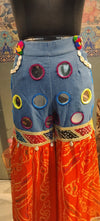 Bandhani Fusion Palazzo Pants with Mirror Work & Pompom Hand Embroidery - Rajni Collection