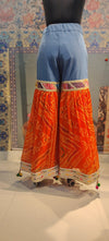 Bandhani Fusion Palazzo Pants with Mirror Work & Pompom Hand Embroidery - Rajni Collection