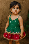 Bandhani Mirror Work Frock for Baby Girls – Green & Red Kidswear - Rajni Collection