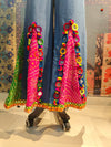 Bandhani Patchwork Wide - Leg Pants with Mirror Accents - Rajni Collection