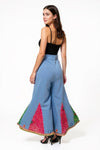 Bandhani Patchwork Wide - Leg Pants with Mirror Accents - Rajni Collection