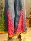 Bandhani Patchwork Wide - Leg Pants with Mirror Accents - Rajni Collection