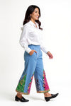 Bandhani Patchwork Wide - Leg Pants with Mirror Accents - Rajni Collection