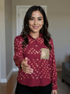 Bandhini Shirt Maroon with Golden Sequin Pocket – Festive Fusion Wear - Rajni Collection
