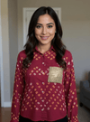Bandhini Shirt Maroon with Golden Sequin Pocket – Festive Fusion Wear - Rajni Collection