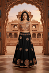 Black Embroidered Lehenga with Mirror Work & Printed Blouse - Rajni Collection