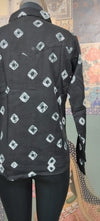 Black Man Bandhani Print Shirt with Handcrafted Patch Pocket - Rajni Collection
