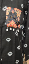 Black Man Bandhani Print Shirt with Handcrafted Patch Pocket - Rajni Collection