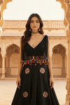 Black Mirror Work Tassel Lehenga Set - Rajni Collection