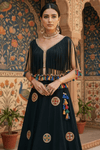 Black Mirror Work Tassel Lehenga Set - Rajni Collection