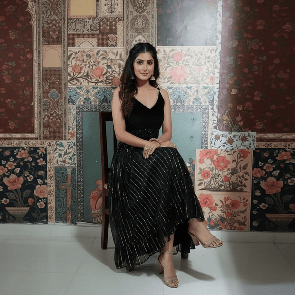 Black Shimmer Boho Maxi Dress - Rajni Collection