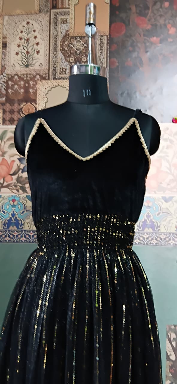 Black Shimmer Boho Maxi Dress - Rajni Collection