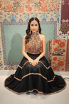 Black Tiered Lehenga with Multicolor Beaded Blouse - Rajni Collection