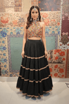 Black Tiered Lehenga with Multicolor Beaded Blouse - Rajni Collection