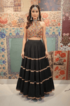 Black Tiered Lehenga with Multicolor Beaded Blouse - Rajni Collection