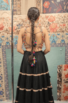 Black Tiered Lehenga with Multicolor Beaded Blouse - Rajni Collection