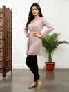 Blush Pink Shimmer Tunic with Long Sleeves - Rajni Collection